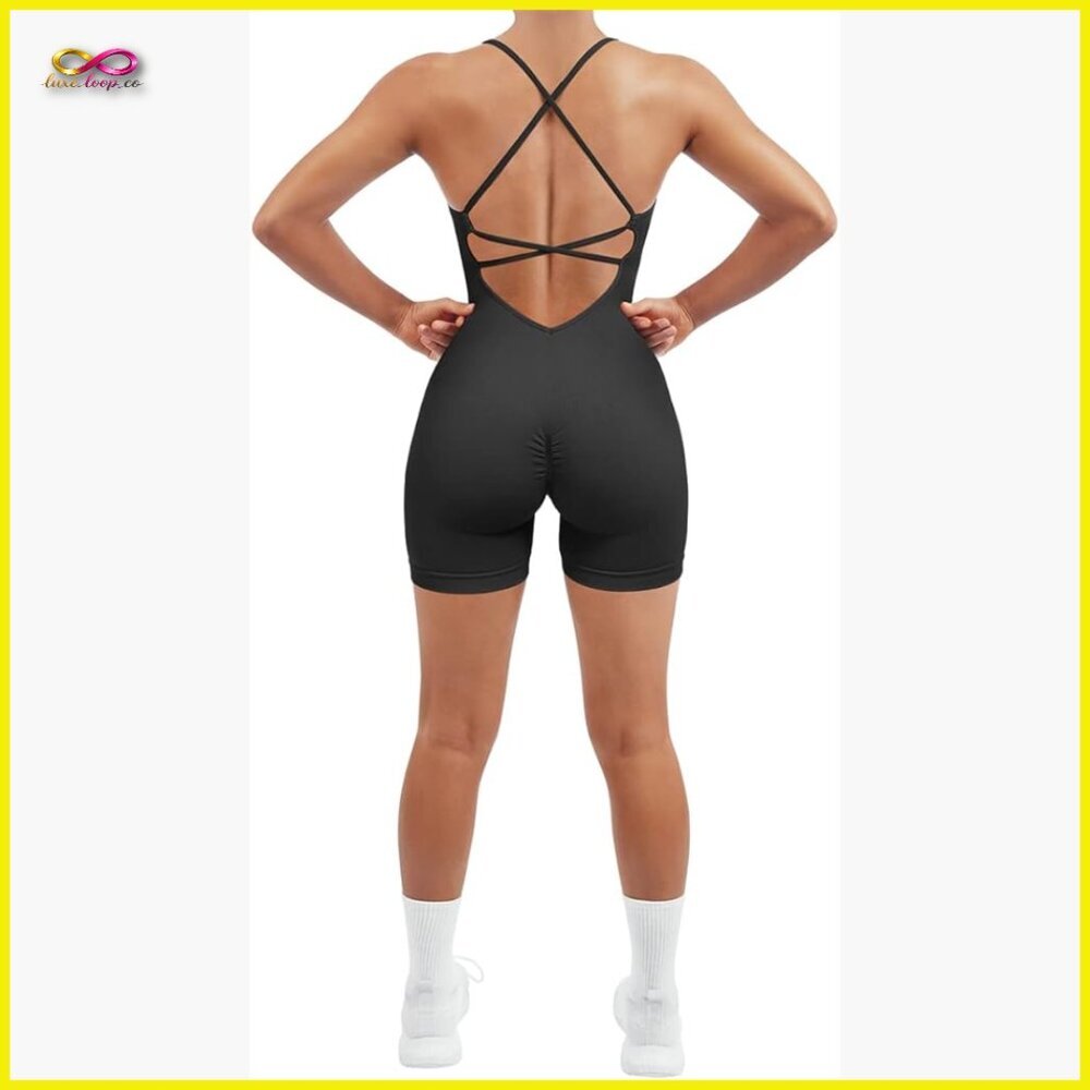 Strappy Romper Jumpsuit Tummy Control Seamless Sports Bra Workout Yoga
